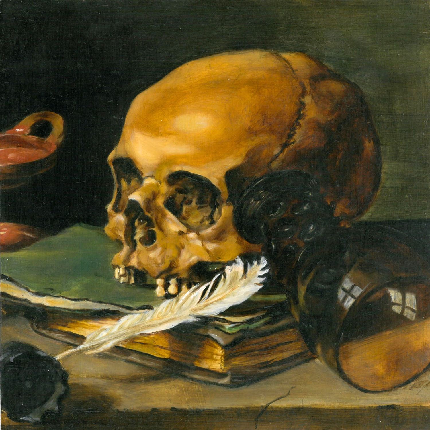 Mastercopy after Pieter Claesz, vanitas with a skull and quill