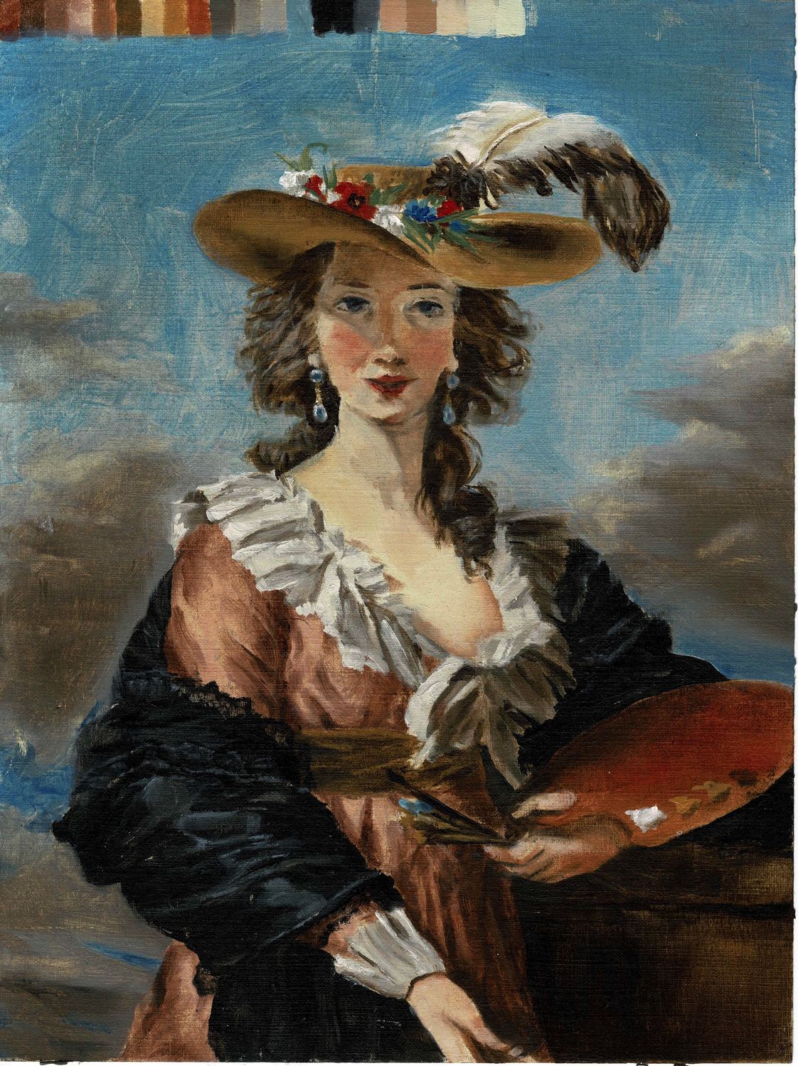 Colour study after Vigee Le Brun with a swatch strip along the top