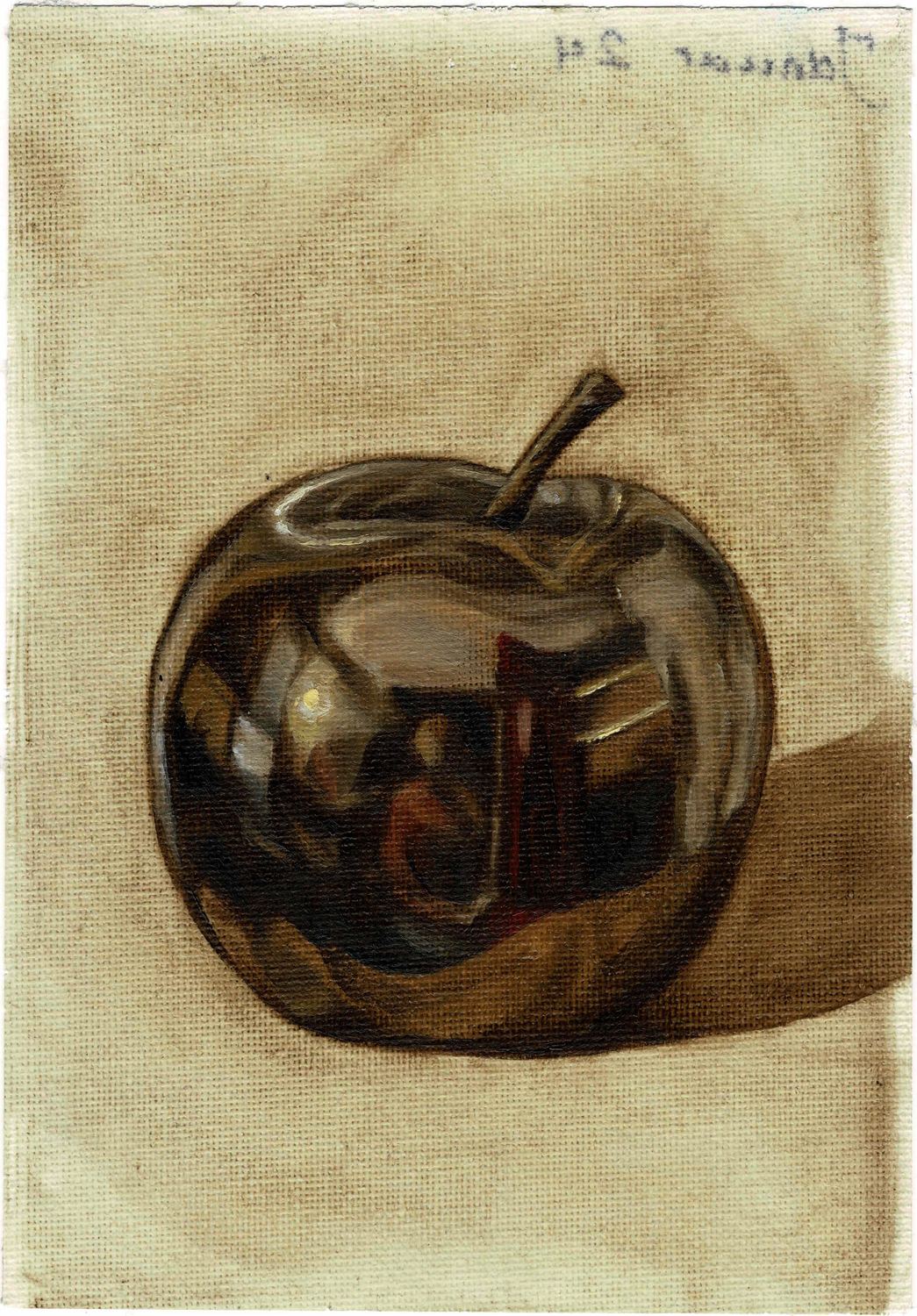 Oil study of a gold apple